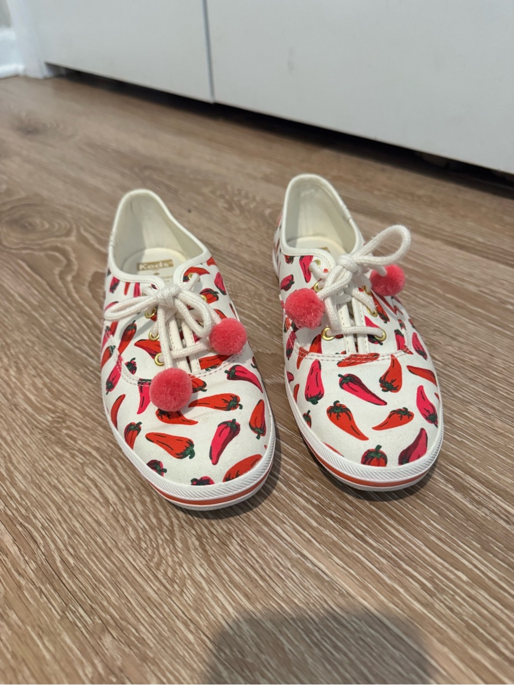 Keds x kate spade Red Pepper Sneakers with Pom Poms
